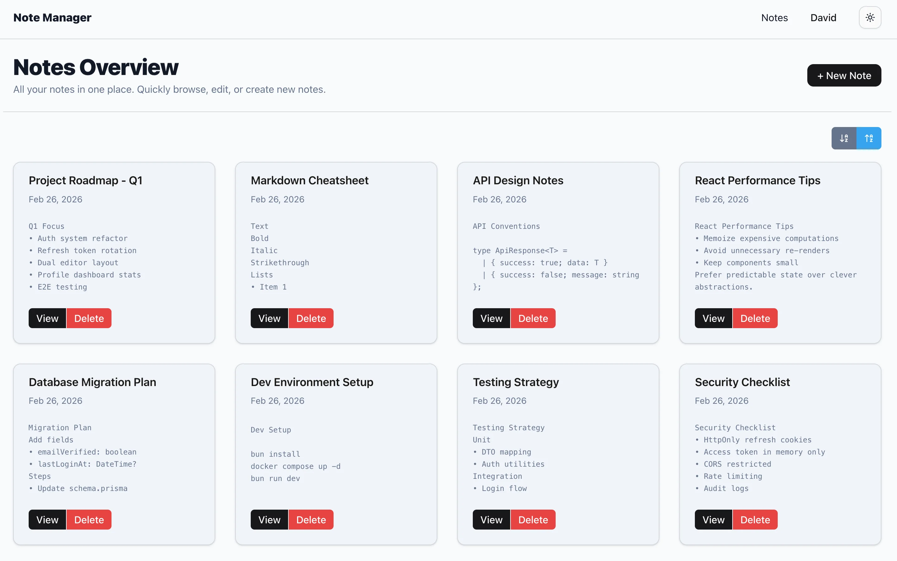 Note Manager screenshot